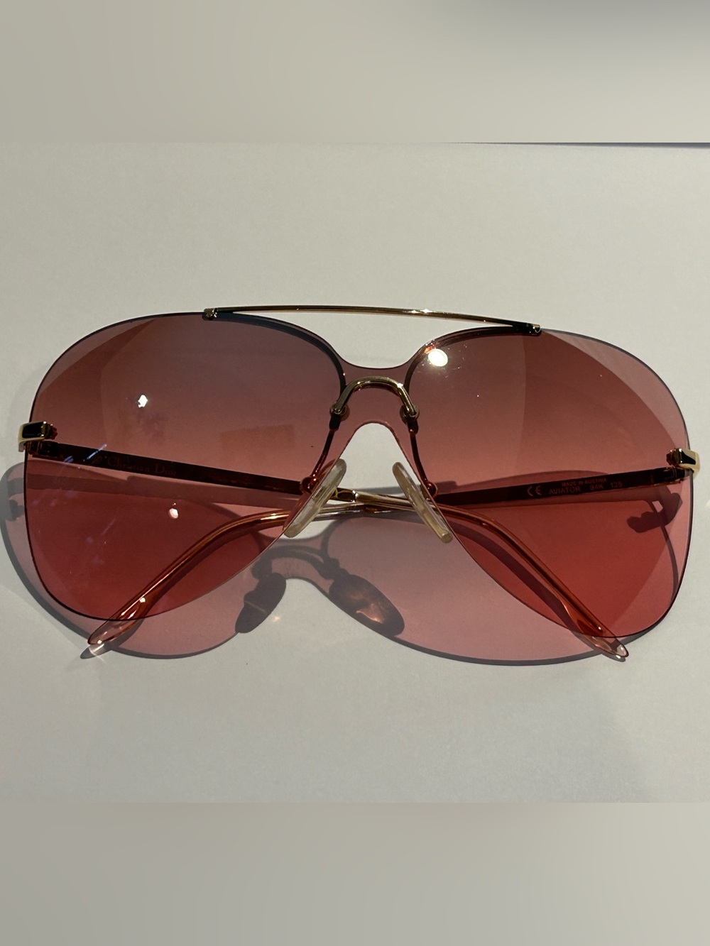 Dior Women's Rose-Tinted Aviator Sunglasses with Gold Frame